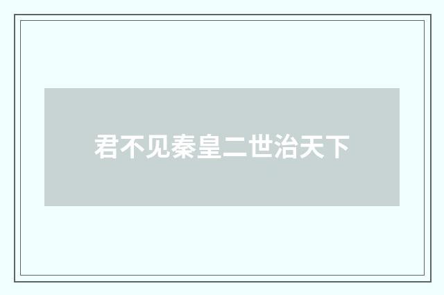 君不见秦皇二世治天下