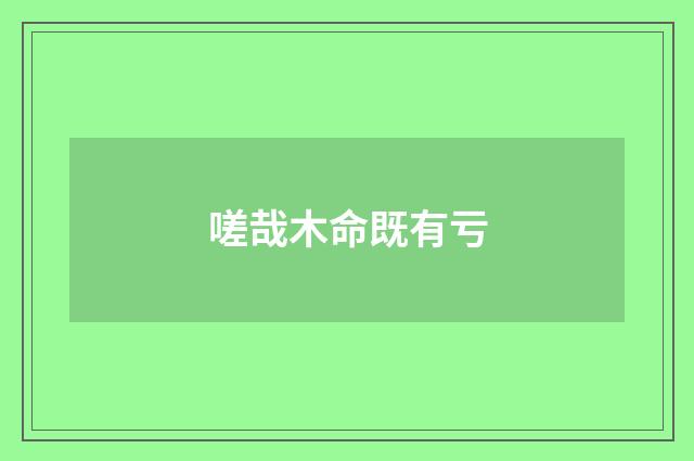嗟哉木命既有亏