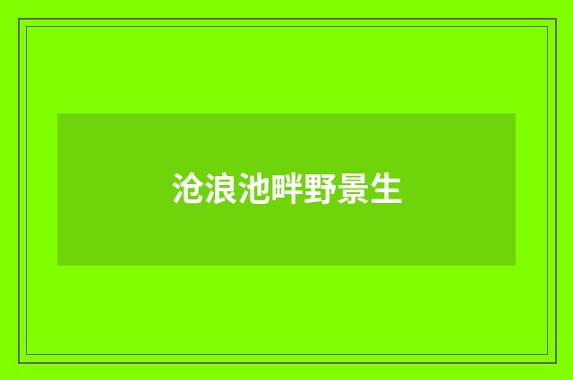 沧浪池畔野景生