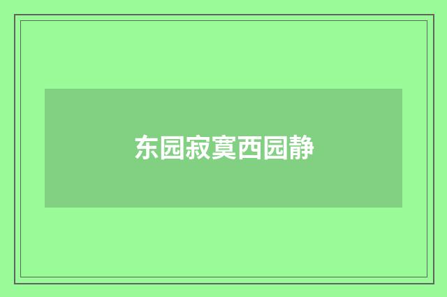 东园寂寞西园静