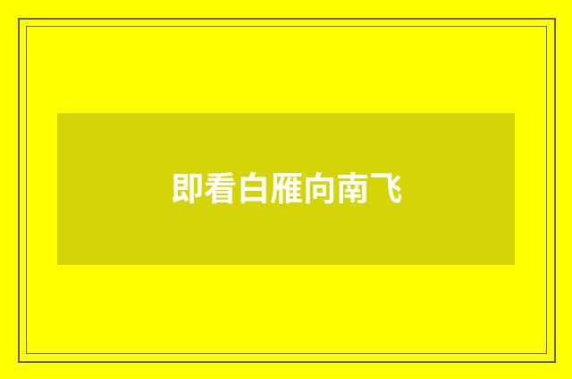 即看白雁向南飞