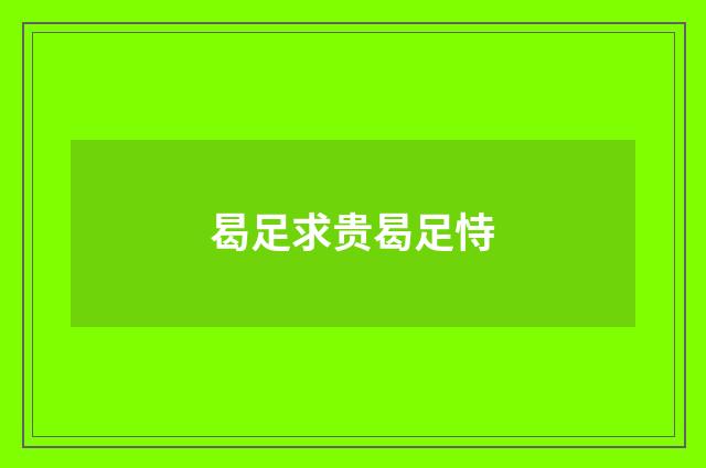 曷足求贵曷足恃