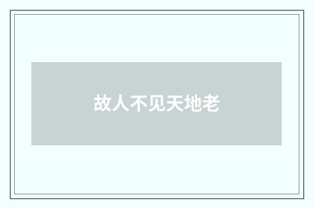 故人不见天地老