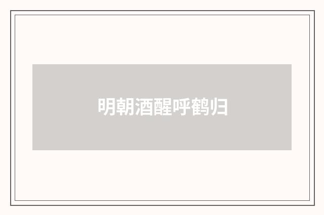 明朝酒醒呼鹤归