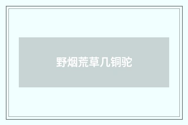 野烟荒草几铜驼