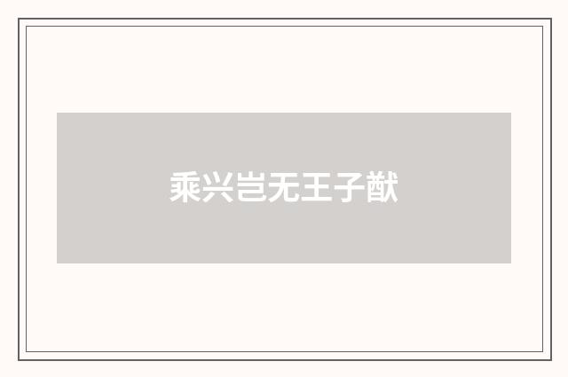 乘兴岂无王子猷