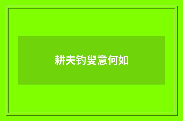 耕夫钓叟意何如