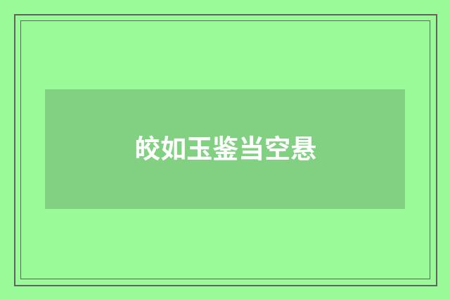 皎如玉鉴当空悬