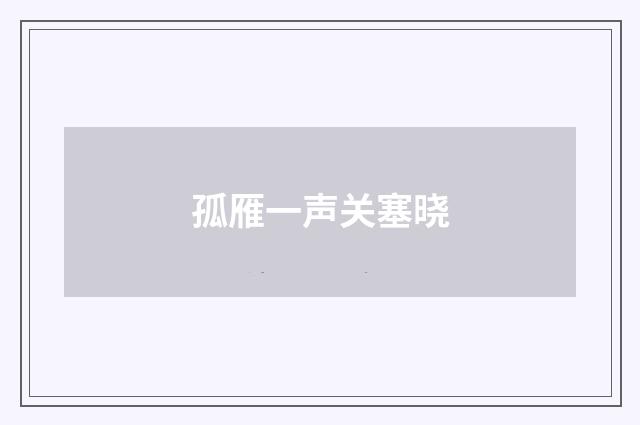 孤雁一声关塞晓