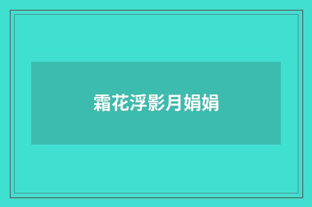 霜花浮影月娟娟