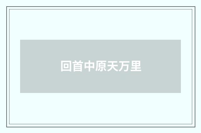 回首中原天万里
