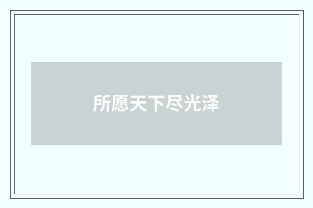 所愿天下尽光泽