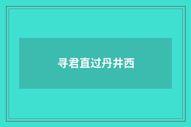 寻君直过丹井西