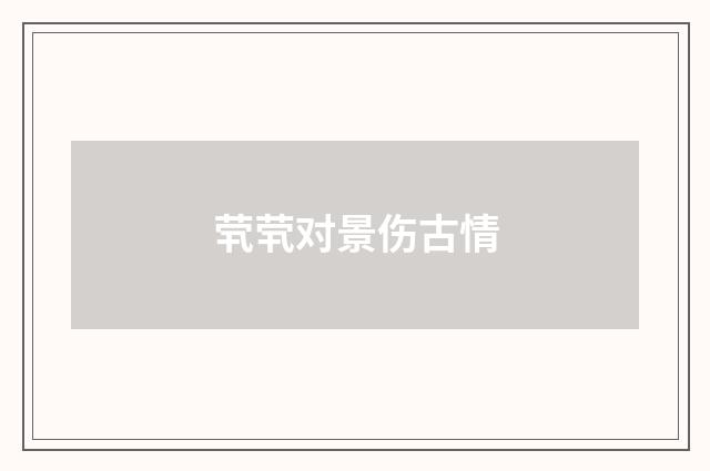 茕茕对景伤古情