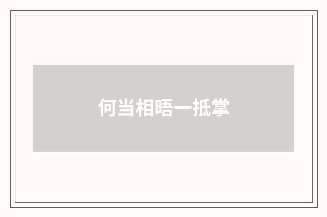 何当相晤一抵掌