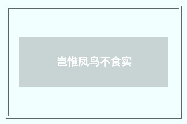 岂惟凤鸟不食实