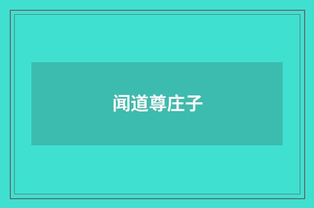 闻道尊庄子