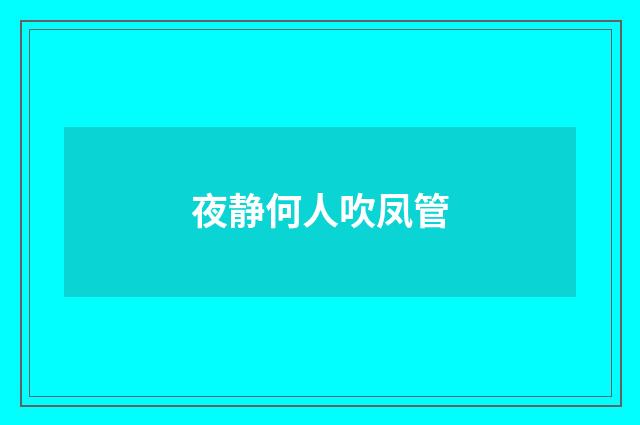 夜静何人吹凤管