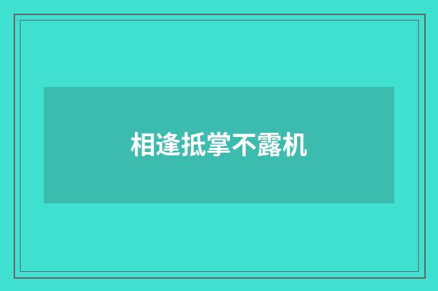 相逢抵掌不露机