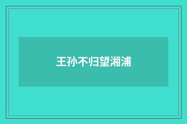 王孙不归望湘浦