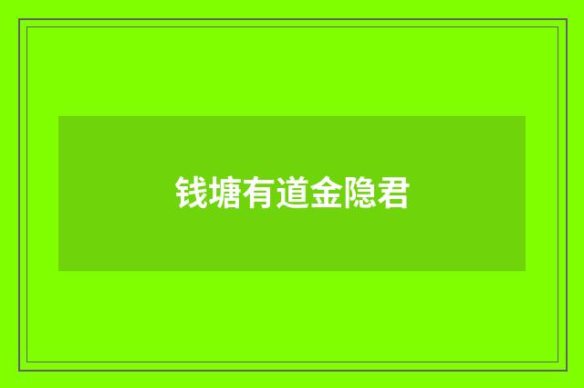钱塘有道金隐君