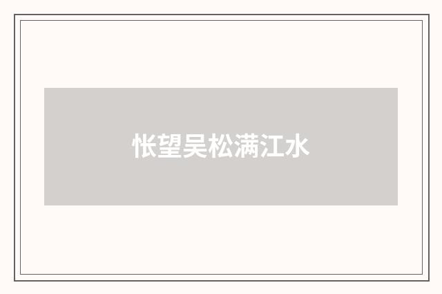 怅望吴松满江水