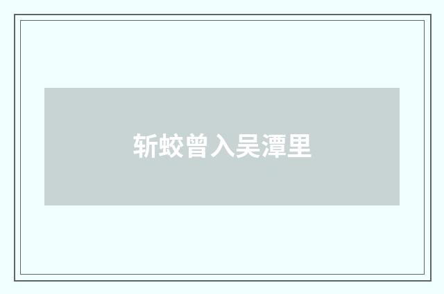 斩蛟曾入吴潭里