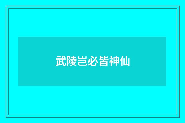 武陵岂必皆神仙