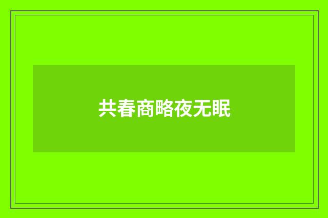 共春商略夜无眠