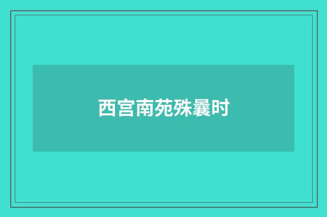 西宫南苑殊曩时