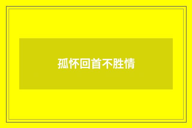 孤怀回首不胜情