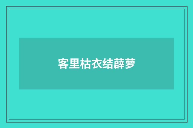 客里枯衣结薜萝