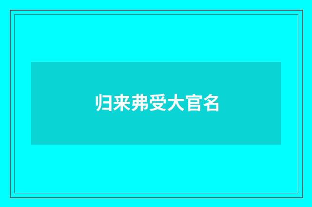 归来弗受大官名