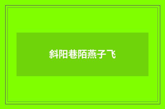 斜阳巷陌燕子飞