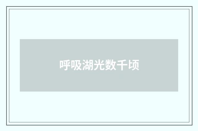 呼吸湖光数千顷