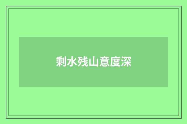 剩水残山意度深