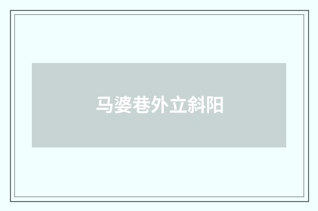 马婆巷外立斜阳