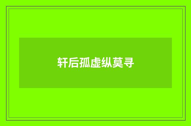 轩后孤虚纵莫寻
