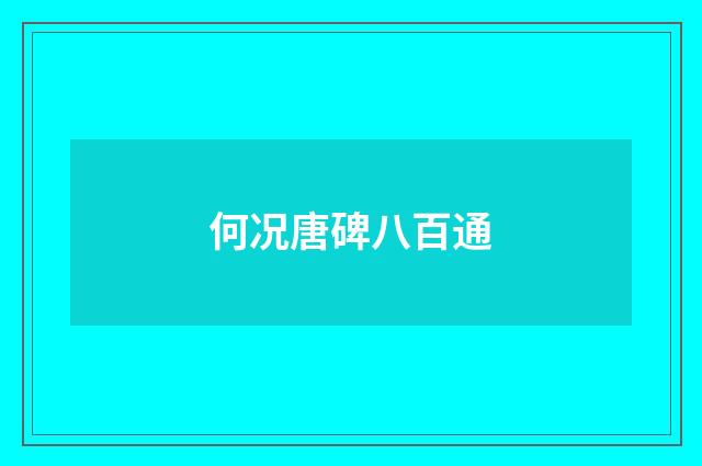 何况唐碑八百通