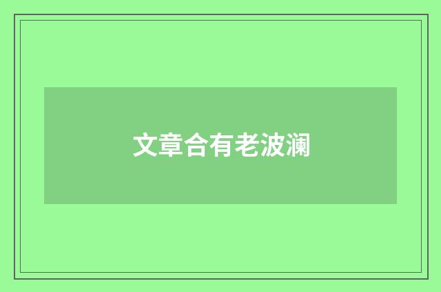 文章合有老波澜