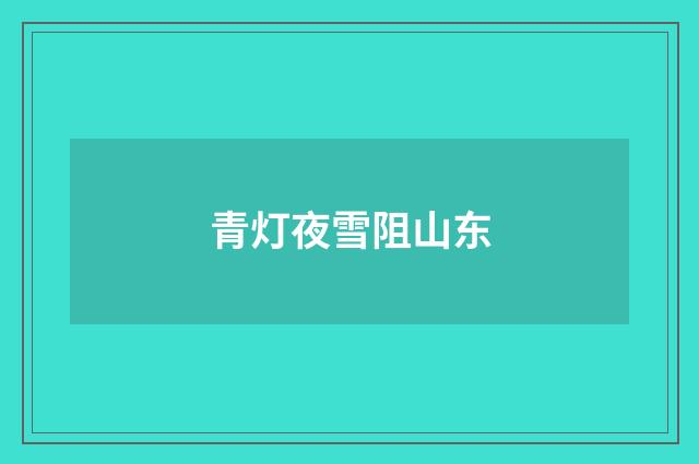 青灯夜雪阻山东