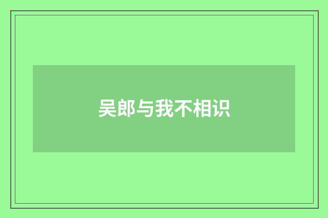 吴郎与我不相识