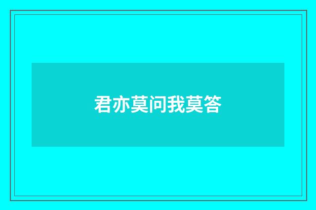 君亦莫问我莫答