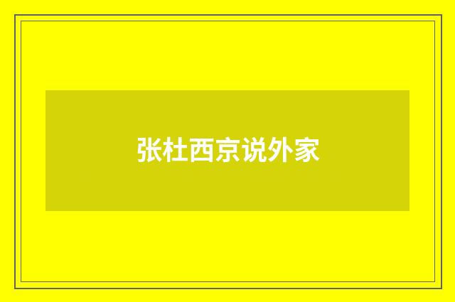 张杜西京说外家