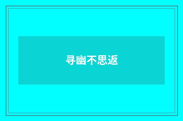 寻幽不思返