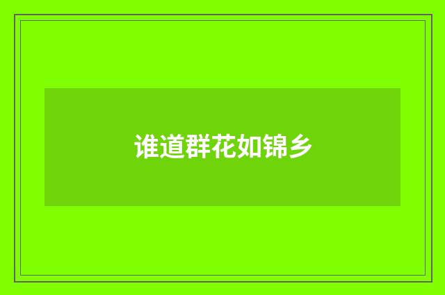 谁道群花如锦乡