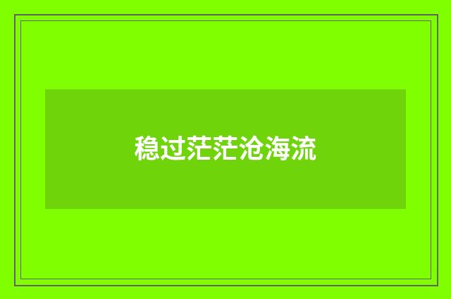 稳过茫茫沧海流