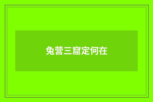 兔营三窟定何在