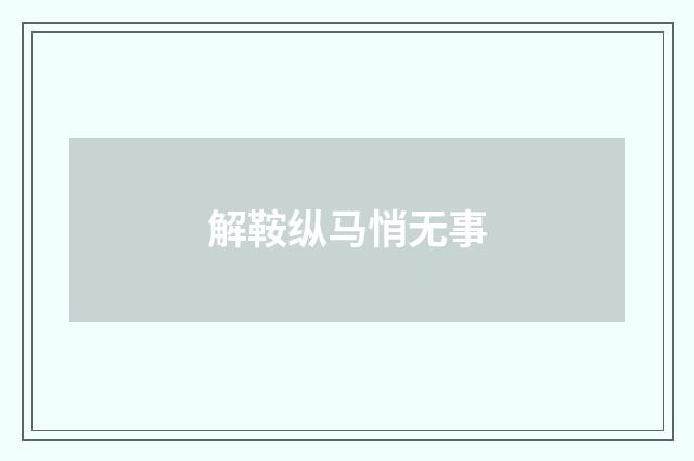解鞍纵马悄无事