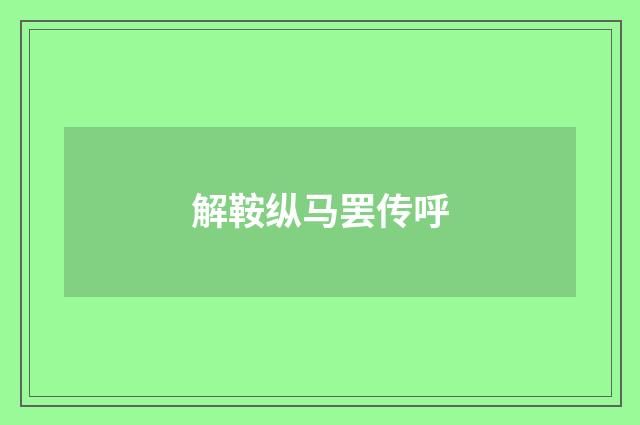 解鞍纵马罢传呼